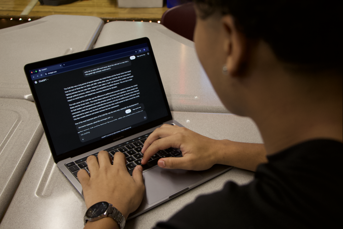 A student using ChatGPT in order to cheat and complete an assignment without putting in the effort.